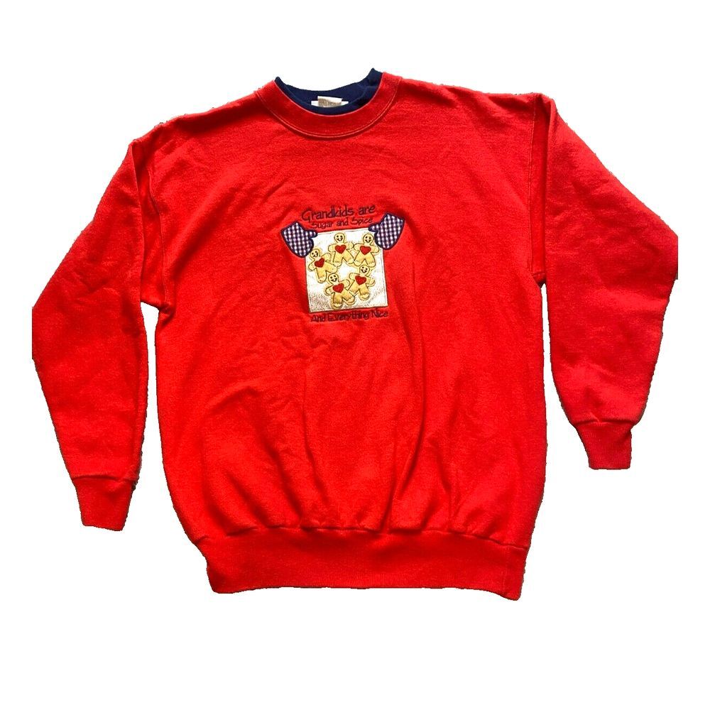 VTG Gingerbread Sweater Womens Medium Grandmacore Grandkids Are Sugar & Spice‎